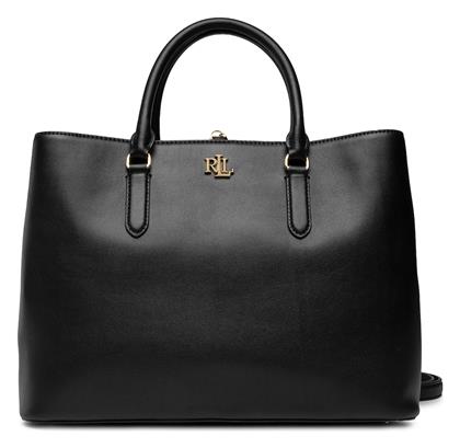 Ralph Lauren Marcy 36 Δερμάτινη Γυναικεία Τσάντα Tote Χειρός Μαύρη από το Spartoo