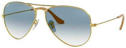Ray Ban Aviator Γυαλιά Ηλίου με Χρυσό Μεταλλικό Σκελετό και Γαλάζιο Ντεγκραντέ Φακό RB3025 001/3F