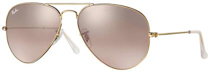 Ray Ban Aviator Γυαλιά Ηλίου με Χρυσό Μεταλλικό Σκελετό και Ροζ Ντεγκραντέ Καθρέφτη Φακό RB3025 001/3E