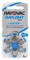 Rayovac Implant Pro+ Μπαταρίες Ακουστικών Βαρηκοΐας 675 1.45V 6τμχ