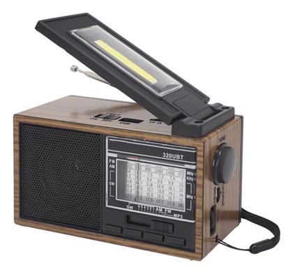 RD321UBT-S Retro Φορητό Ραδιόφωνο Ηλιακό με Bluetooth και USB Καφέ