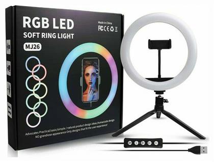 RGB Ring Light BD-260 RGB Led 26cm 2500-4500K με Επιτραπέζιο Τρίποδο και Βάση για Κινητό