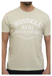 Russell Athletic Ανδρικό T-shirt Μπεζ με Λογότυπο