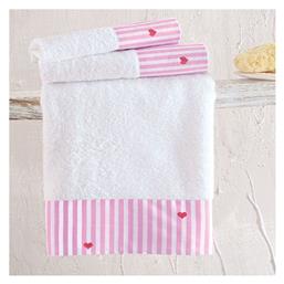 Rythmos Σετ Βρεφικές Πετσέτες 3τμχ White-pink 70x140cm Βάρους 500gr/m²