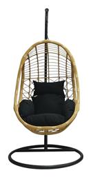 Salsa Φωλιά με Βάση Rattan Μ105xΠ105xΥ200cm Μαύρη / Φυσικό / Μαξιλάρι Μαύρο
