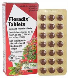 Salus Haus Floradix Tablets Οργανικός Σίδηρος, Βιταμίνες C & B Complex 84 ταμπλέτες