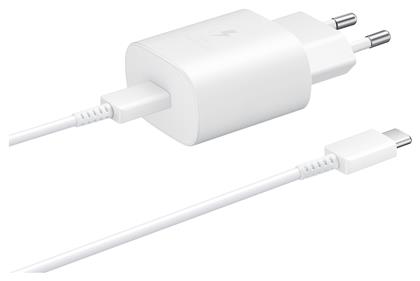 Samsung Φορτιστής με Θύρα USB-C και Καλώδιο USB-C 25W Λευκός (EP-TA800XWEGWW Bulk) από το e-shop