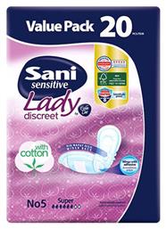 Sani Sensitive Lady Super No5 Γυναικείες Σερβιέτες Ακράτειας Κανονικής Ροής 5 Σταγόνες 20τμχ