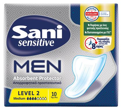 Sani Sensitive Men Medium Level 2 Ανδρικές Σερβιέτες Ακράτειας Κανονικής Ροής 4 Σταγόνες 10τμχ