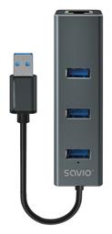 Savio USB 3.1 Hub 3 Θυρών με σύνδεση USB-A Γκρι