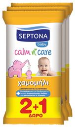 Septona Calm N' Care Chamomile Μωρομάντηλα χωρίς Οινόπνευμα & Parabens με Χαμομήλι 3x12τμχ