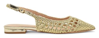 Seven Γυναικείες Μπαλαρίνες Slingback με Λουράκι σε Χρυσό Χρώμα