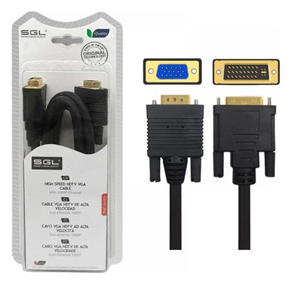 SGL Cable DVI-I male - VGA male 1.5m Μαύρο (095028)