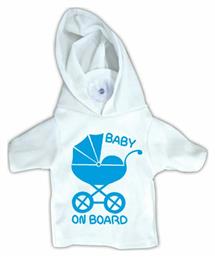 Σήμα Baby on Board Μπλουζάκι με Βεντούζα Καροτσάκι Λευκό