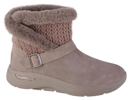 Skechers Go Walk Suede Γυναικεία Μποτάκια με Πλατφόρμα & Γούνα Ροζ