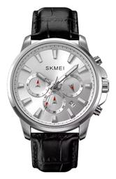 Skmei Ρολόι Μπαταρίας με Δερμάτινο Λουράκι Silver-White/Leather Black από το EasyU