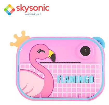 Skysonic Instant Kids Compact Φωτογραφική Μηχανή 12MP με Οθόνη 2.4'' Θερμικής Εκτύπωσης Flamingo Πολύχρωμη