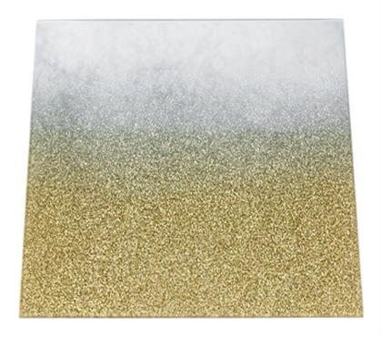 Σουβέρ Γυάλινο 20cm 20x20x0.3cm Χρυσό Kaeming