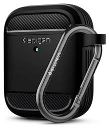 Spigen Rugged Armor Θήκη Σιλικόνης με Γάντζο για Apple AirPods 1 / AirPods 2