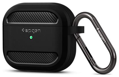 Spigen Rugged Armor Θήκη Σιλικόνης με Γάντζο Matte Black για Apple AirPods 3