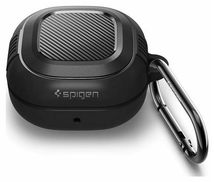 Spigen Rugged Armor Θήκη Σιλικόνης με Γάντζο σε Μαύρο χρώμα για Galaxy Buds 2 Pro / 2 / Live / Pro