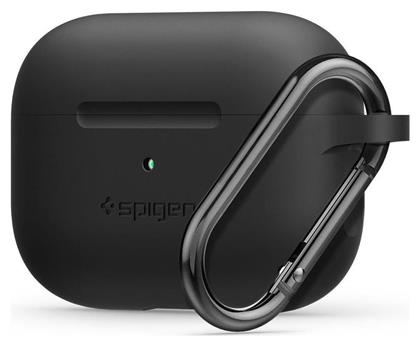 Spigen Silicone Fit with Carabiner Pro Θήκη Σιλικόνης με Γάντζο σε Μαύρο χρώμα για Apple AirPods Pro από το Public