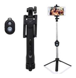 SPM Monopod Selfie Stick Τρίποδο Κινητού με Bluetooth Μαύρο