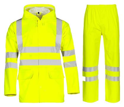 Stenso Αδιάβροχο και Αντιανεμικό Σετ Υψηλής Ορατότητας με Αντανακλαστικές Ταινίες Κίτρινο