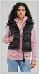 Superdry Code Κοντό Γυναικείο Αμάνικο Puffer Μπουφάν Μαύρο