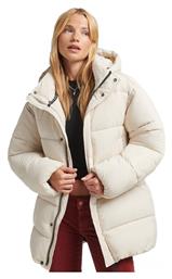 Superdry Code Xpd Cocoon Κοντό Γυναικείο Puffer Μπουφάν για Χειμώνα Μπεζ