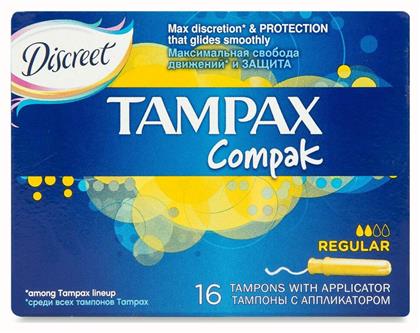 Tampax Ταμπόν Compak Regular με Απλικατέρ για Κανονική Ροή 16τμχ από το Pharm24