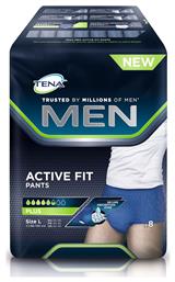 Tena Men Active Fit Plus Πάνες Βρακάκι Ακράτειας Large σε Μπλε Χρώμα 8τμχ