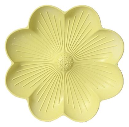 Ταιστρα Πουλιων Ινες Bamboo Σχημα Λουλουδιου 23.5x23.5x3cm Κίτρινο Kaeming