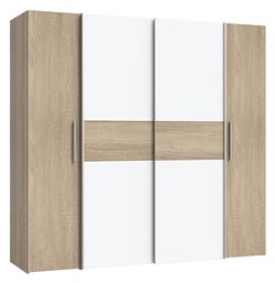 Τετράφυλλη Συρόμενη Closet 200x61.5x190.5cm Sonoma Oak-λευκό