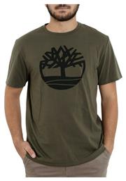 Timberland Brand Tree Ανδρικό T-shirt Χακί Με Λογότυπο