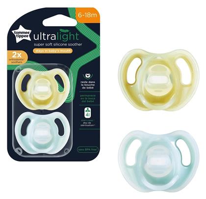 Tommee Tippee Ορθοδοντικές Πιπίλες Σιλικόνης Ultra Light για 6-18 μηνών Κίτρινο/Γαλάζιο 2τμχ