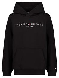 Tommy Hilfiger Fleece Παιδικό Φούτερ με Κουκούλα και Τσέπες Μαύρο Essential