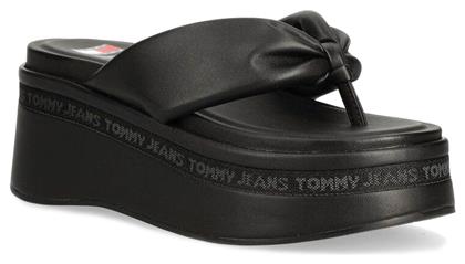 Tommy Hilfiger Wedge Καλοκαιρινές Γυναικείες Πλατφόρμες Μαύρες