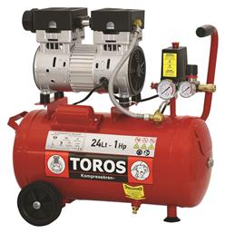 Toros Oil Free SILENT Μονοφασικό Κομπρεσέρ Αέρος με Ισχυ 1hp και Αεροφυλάκιο 24lt από το Plus4u