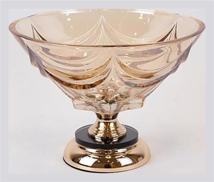 Τουρτιέρα Γυάλινη με Πόδι Χρυσή 29x13x13εκ.