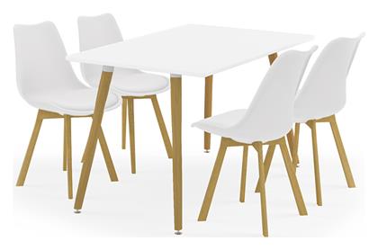 Τραπέζι Κουζίνας Bueno με 4 Καρέκλες 120x80εκ. Λευκό