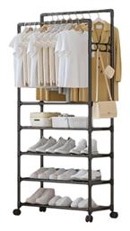 Τροχήλατη Κρεμάστρα Δαπέδου από Μέταλλο Μαύρη 56x188cm