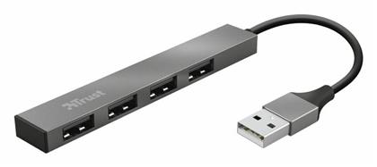 Trust Halyx Aluminium USB 2.0 Hub 4 Θυρών με σύνδεση USB-A Ασημί