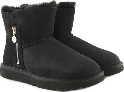 Ugg Australia Bailey Zip Mini Γυναικεία Μποτάκια με Γούνα Μαύρα