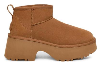 Ugg Australia Classic Ultra Mini Δερμάτινα Γυναικεία Μποτάκια Καφέ