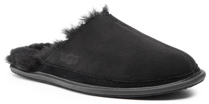 Ugg Australia Hyde Δερμάτινες Χειμερινές Ανδρικές Παντόφλες Μαύρες