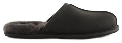 Ugg Australia Scuff Δερμάτινες Χειμερινές Ανδρικές Παντόφλες Μαύρες