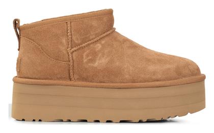 Ugg Australia Ultra Classic Mini Platform Suede Γυναικεία Μποτάκια με Πλατφόρμα & Γούνα Chestnut