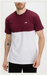 Vans Colorblock Ανδρικό T-shirt White / Bordeaux με Λογότυπο