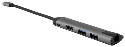 Verbatim USB-C Docking Station με HDMI 4K PD Ethernet Ασημί (49141)